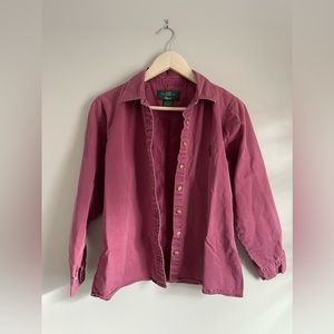 Orvis Red Vintage 100% Cotton Long Sleeve Shirt Size Small